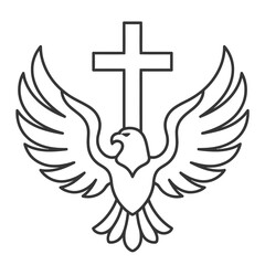 Fototapeta premium Eagle and Cross with Wings