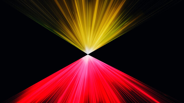 Dynamic 3D render of bright light beams with motion blur effects