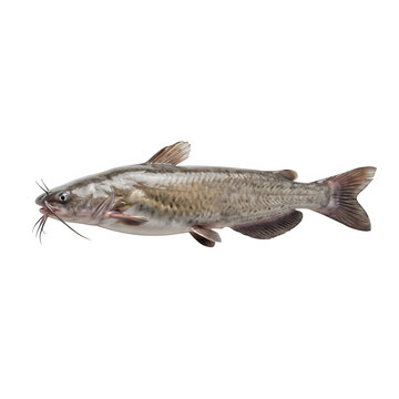 A single brown catfish swimming isolated as a high quality detailed animal illustration for design