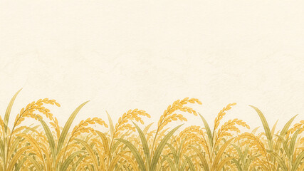 Naklejka premium Korean Autumn Rice Field Watercolor Background with Copy Space