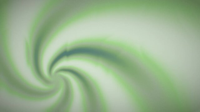 Seamless 3d loop animation of an abstract green spiral with soft gradient blur and subtle grainy texture, creating a dreamy vortex motion background.