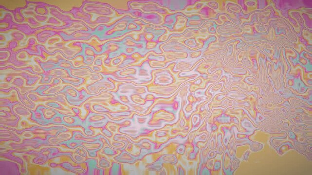 Marbled endpaper swirls in orange, magenta and red, softened by pastel tones and a dark cinematic seamless loop.
