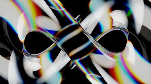 glass dispersion effect light wave video of glass fluid on dark backdrop, 4k seamless looping