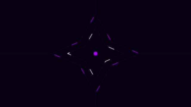 Minimalist geometric star animation with pulsing purple light effects for modern digital backgrounds 4k