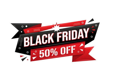 This captivating black friday sale advertisement showcases a striking 50 discount offer perfect for e commerce promotions and isolated on transparent background