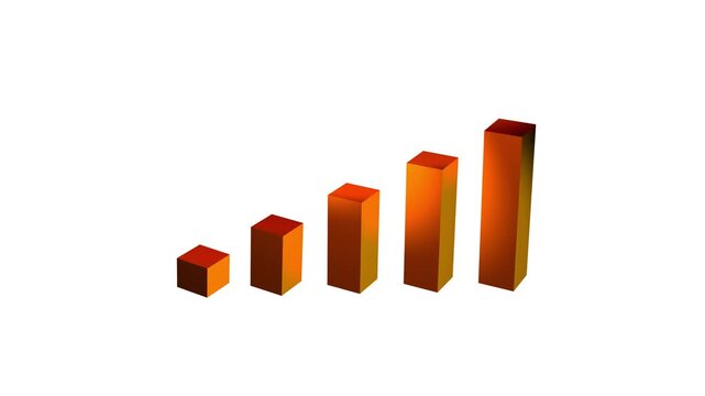animated 3d graph bars chart business infographic with arrow callout titles. animation footage video isolated on alpha channel background(transparent).