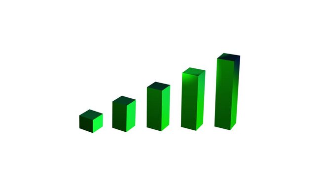 animated 3d graph bars chart business infographic with arrow callout titles. animation footage video isolated on alpha channel background(transparent).