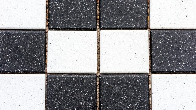 A close-up view of a black and white checkered tile pattern.
