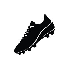 Fototapeta premium Golden football boot silhouette vector flat illustration design.