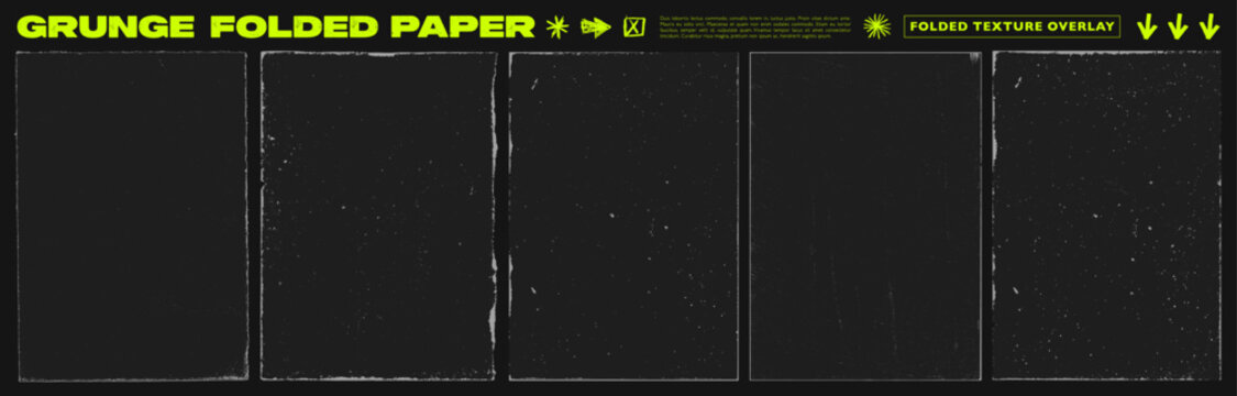 Grunge grainy worn old paper frames and borders for aged posters. Hand drawn worn overlay background with rough grunge crumpled and torn edges. Rough dirty scratches and dust texture paper bg.