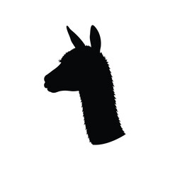 Naklejka premium Vicuna head silhouette vector flat illustration design.