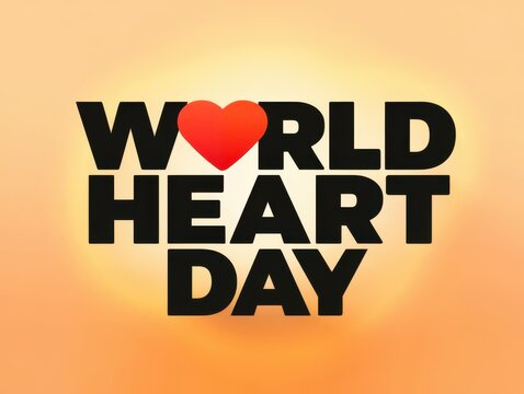 World heart day text design with red heart symbol
