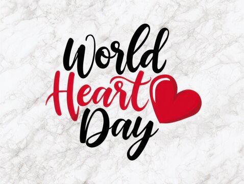 World heart day text with red heart symbol