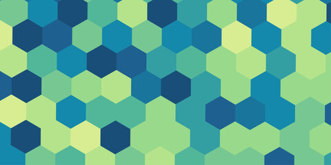 Obraz premium Abstract colorful hexagon vector pattern background modern geometric honeycomb texture green blue, yellow polygon graphic template, high resolution presentation layout web design backdrop.
