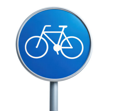 Blue bicycle traffic sign marking designated cycling route