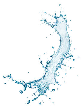 Flowing water splash isolated
