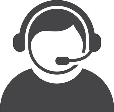 Customer support icon vector illustration featuring a headset operator profile symbol in flat modern style.