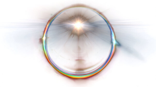 Abstract circular lens orb with warm central light flare