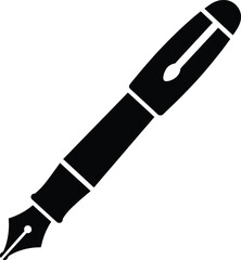 Fototapeta premium Black and White Pen Icon for Writing and Office Supplies