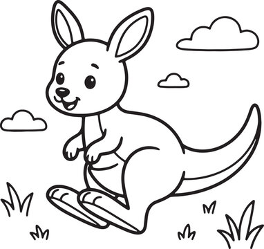 Cute cartoon dog sitting, ears perked, tongue out, style