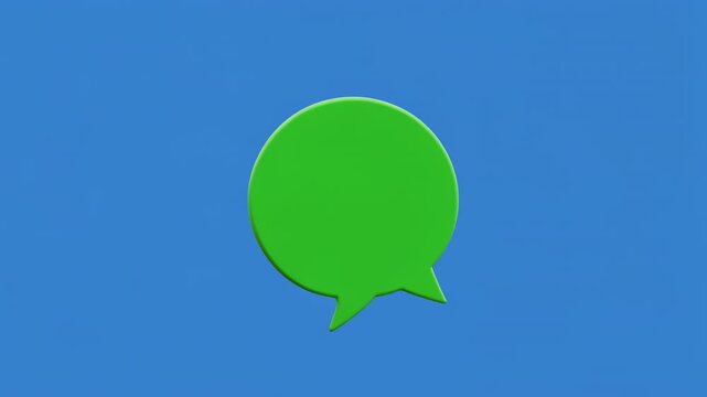 Green speech bubbles animated on blue background with black dividing line
