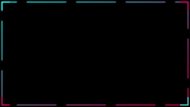 Neon digital hud frame overlay with glowing cyberpunk border lines for futuristic ui animation 4k