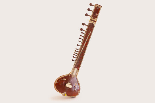 Close-up portrait of Sitar,Indian Traditional Classical Music instrument
