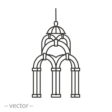 Mirror stream in Kharkiv, fountain icon, architectural symbol of Kharkiv, linear style, vector illustration