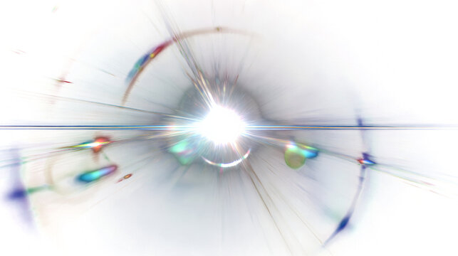 Abstract rainbow lens orb with brilliant central light flare