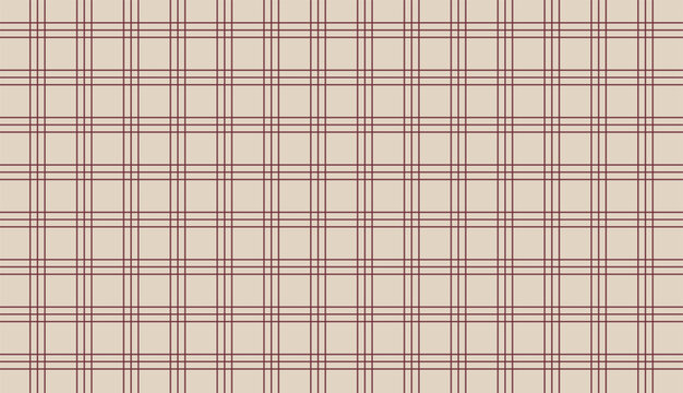 Minimalist Burgundy Plaid Grid Pattern with Thin Lines on Cream Background