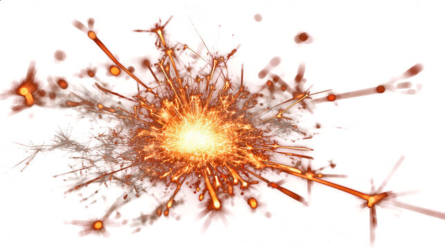 Intense orange spark explosion bursting from glowing central impact