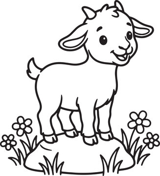 Cute cartoon elephant with large ears and tusks, simple line