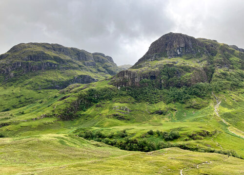 Mountain Landscape of the Three Sisters of Glencoe, Scottish Highlands, Scotland