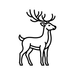 Fototapeta premium Line drawing of a stag with antlers on a white background