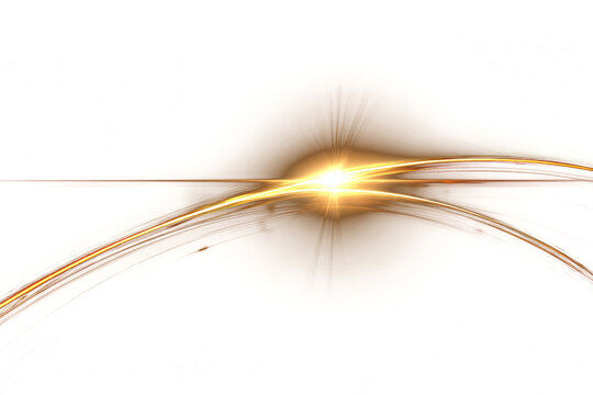 Golden abstract light streak with glowing central flare