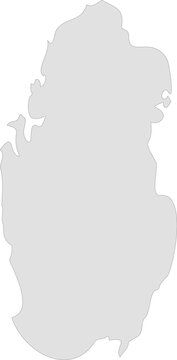 Qatar Map Silhouette Gray Flat Country Shape Vector Illustration