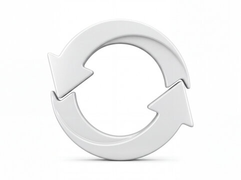 3D circular repost arrows symbol isolated on white background
