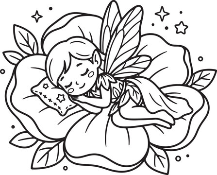 Cute cartoon hedgehog with flowers and stars
