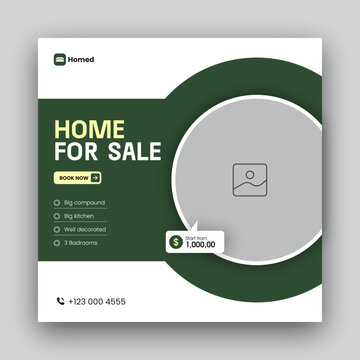 Real estate social media post web banner design template