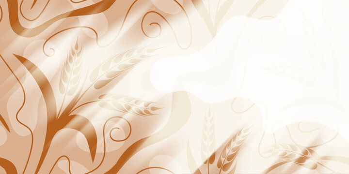 Floral frame, wheat ears, rye or barley, agriculture and harvest, agricultural banner, vector design