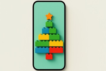 Fototapeta premium Colorful festive LEGO tree