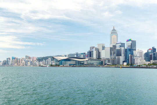 Hong Kong skyscraper panorama on a sunny day