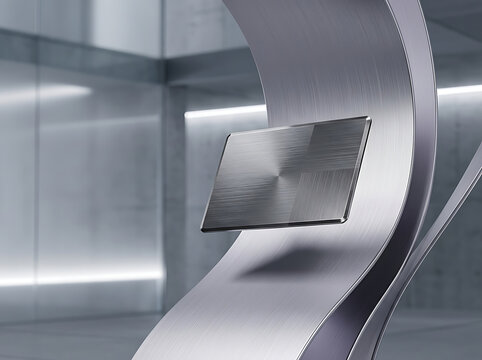 Modern metallic curved surface with sleek rectangular panel design transparent background