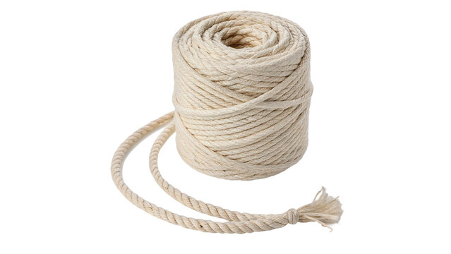 Spool of natural cream twine cotton string cord isolated on a white background