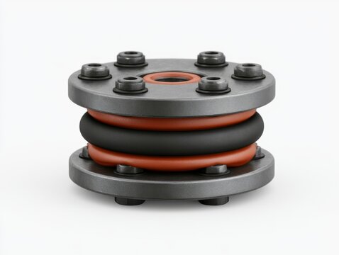 Industrial Vibration Isolator on White Background, Isolated Shot of a High-Performance Component Ideal for Engineering and Technical Applications