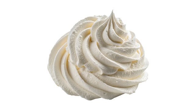 Swirl of sweet white whipped cream meringue isolated on a white background