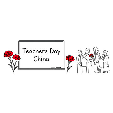 Gratitude Concept Teachers Day Celebration with Students and Teacher on Whiteboard Background