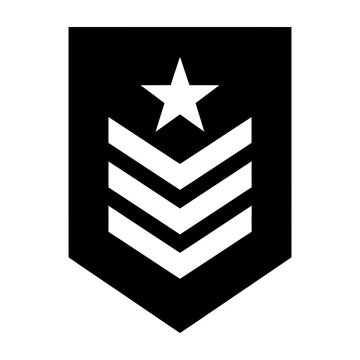 Military Rank Insignia Icon Featuring Three Chevron Stripes and a Single Star Sign