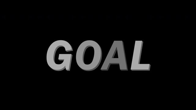 Goal score text typography size and blink animation for football, soccer, game sport ui on transparent background, 4k video