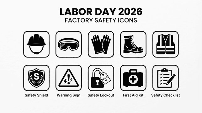 Factory safety icon set vector icon set, professional editable SVG illustration collection for business, industry, workplace, technology and modern design projects with clean symbols, isolated element